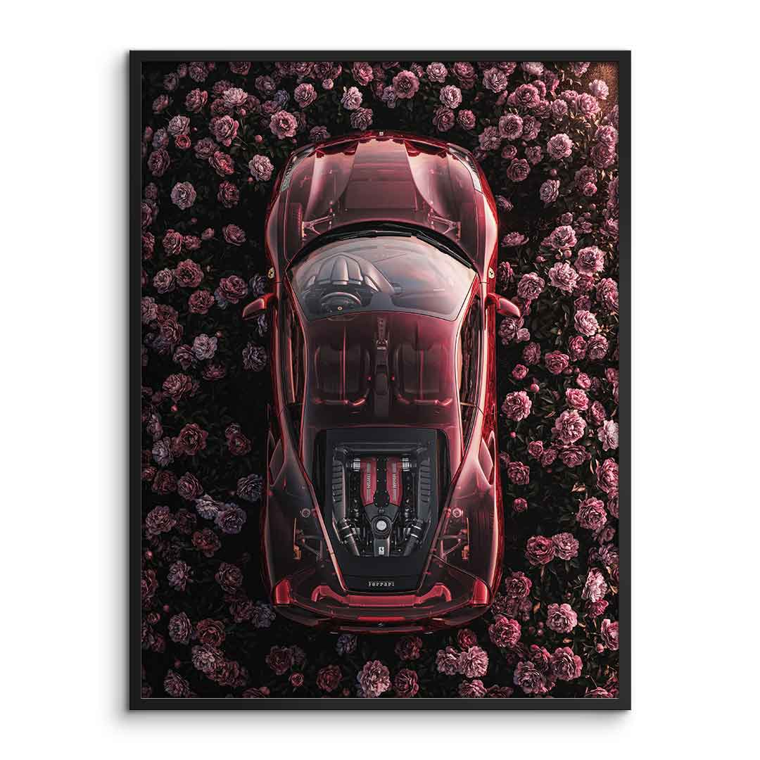 DOTCOMCANVAS® Ferrari in flowers Poster – Rahmen