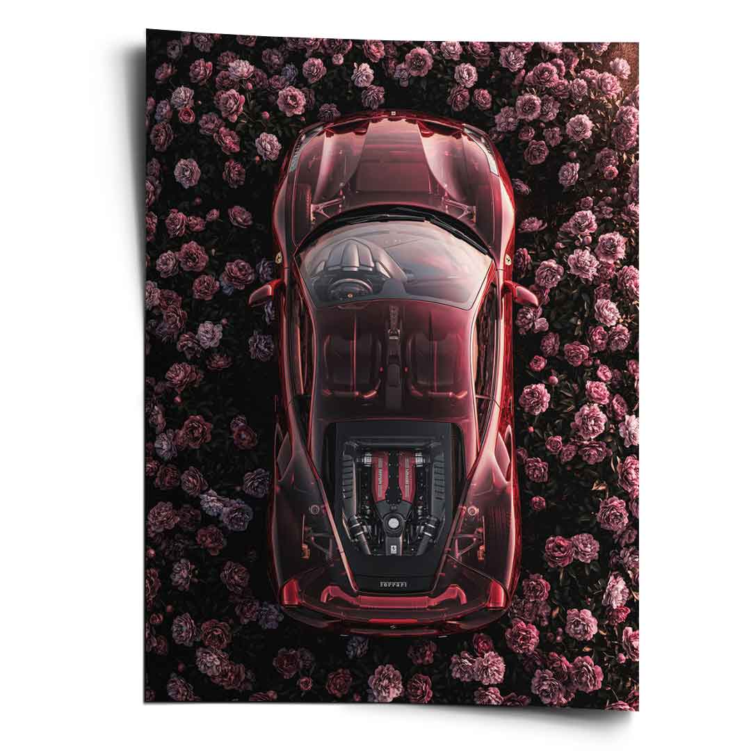 DOTCOMCANVAS® Ferrari in flowers Poster – Front