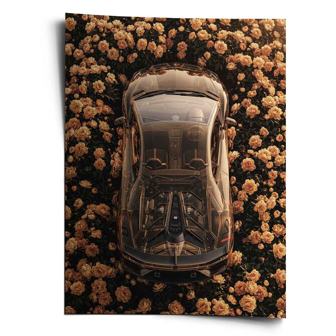 DOTCOMCANVAS® Lamborgini in flowers Poster – Front
