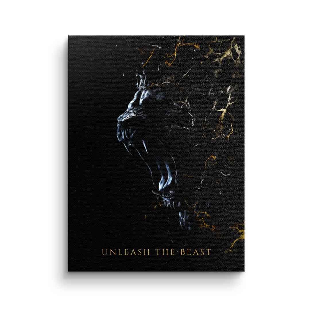 Leinwandbild Abstract Lion schwarz elegant abstrakt unleash the beast ...