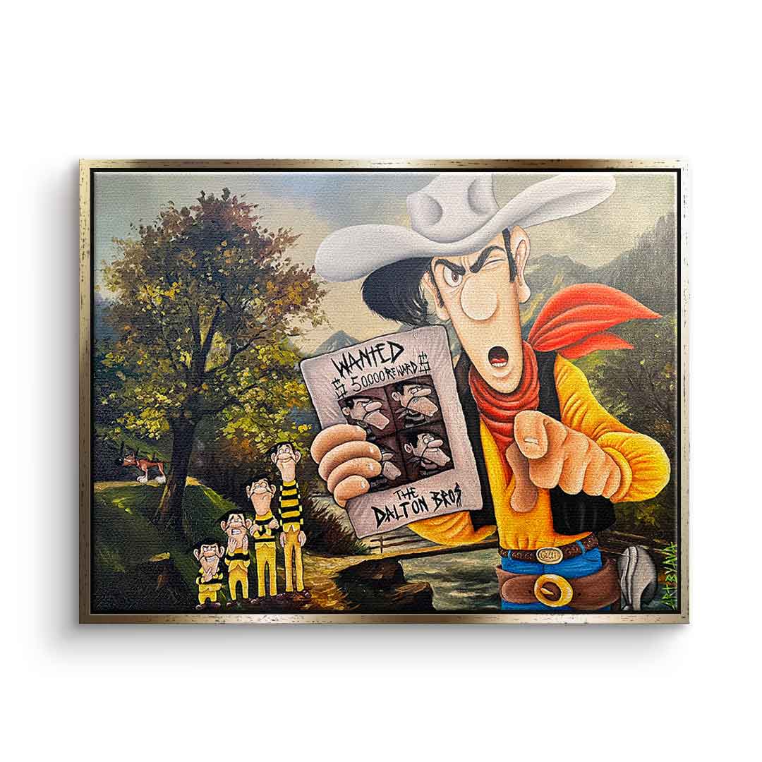 Canvas print The Daltons on the run Lucky Luke comic cartoon