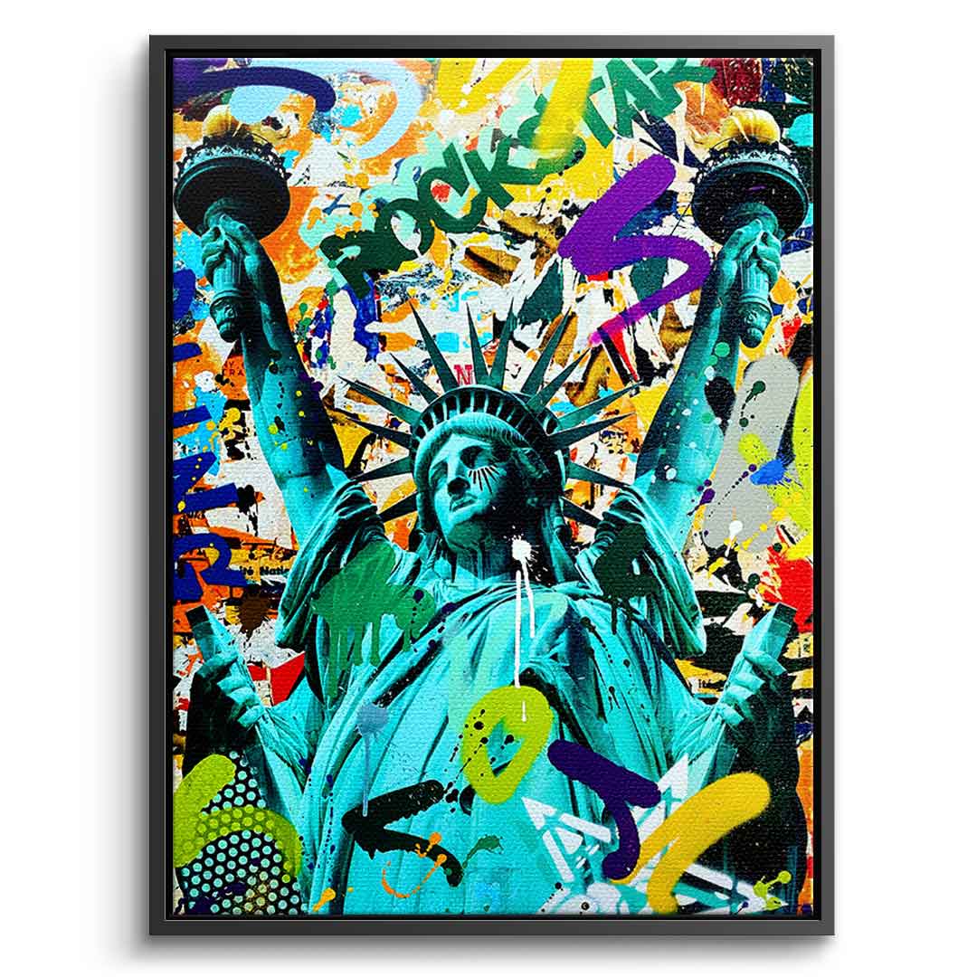 Canvas print Statue of Liberty Pop Art green – DOTCOMCANVAS®