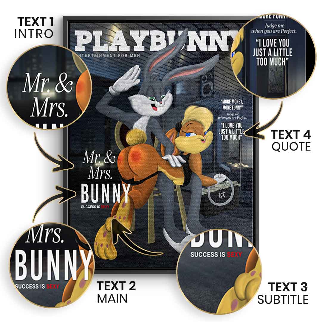 Customizable canvas print Playbunny Bugs Bunny comic cartoon sexy