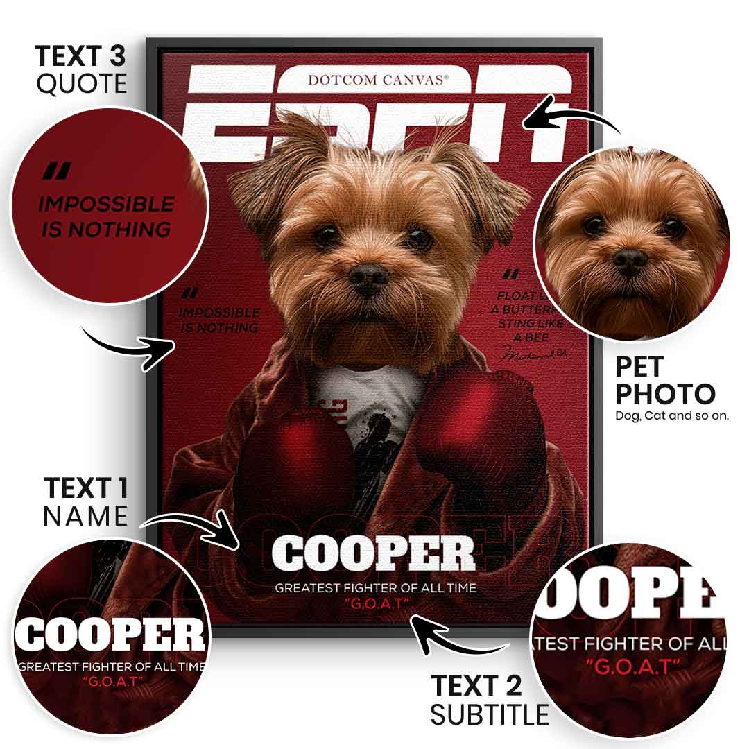 Magazine ESPN pet portrait can be personalized