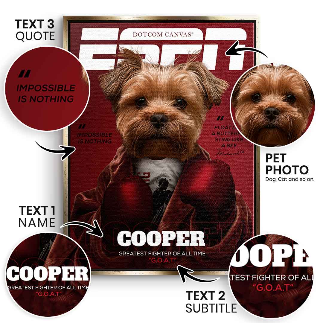 Magazine ESPN pet portrait can be personalized