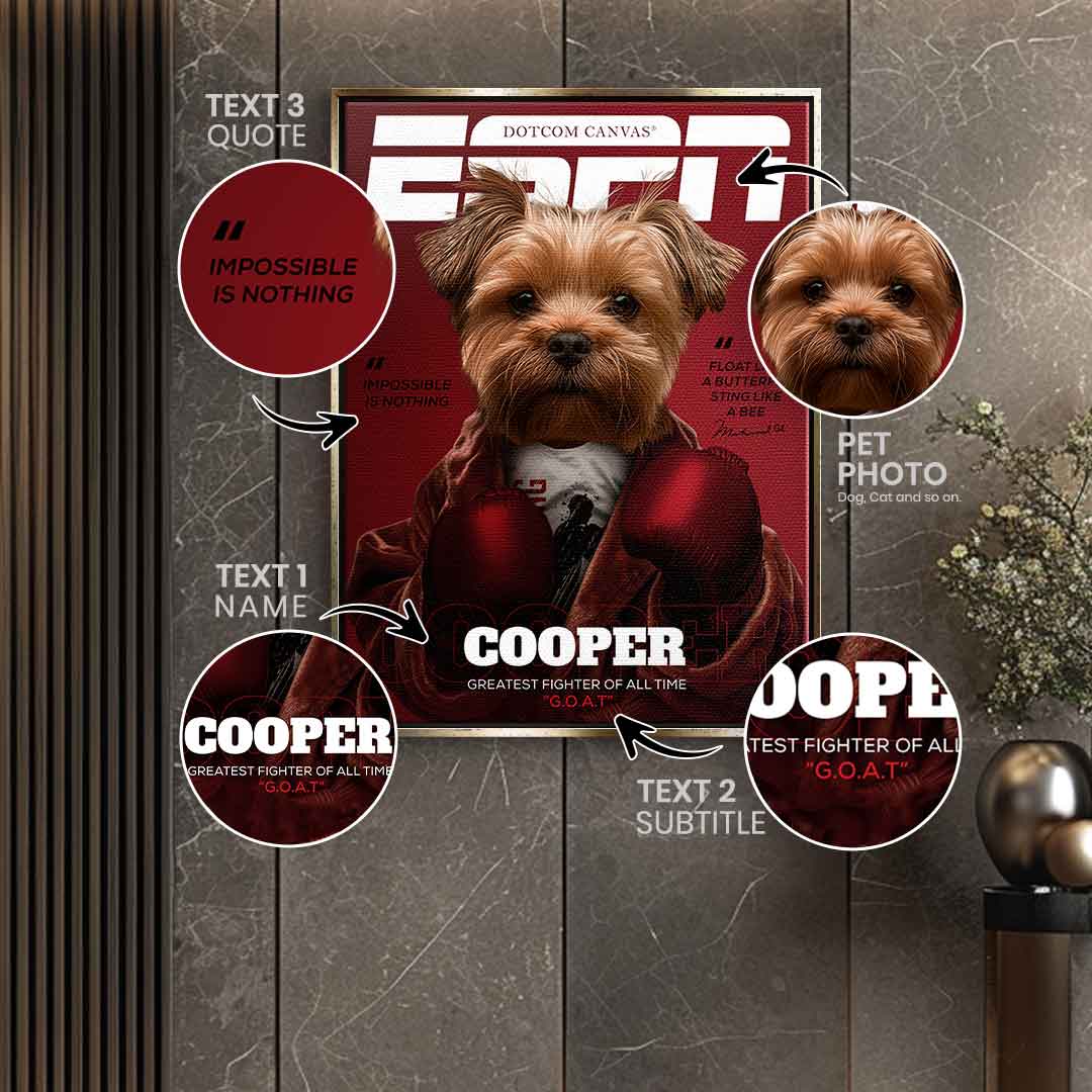 Magazine ESPN pet portrait can be personalized