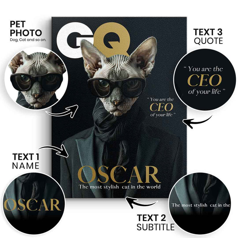 Magazine GQ Pet Portrait Customizable