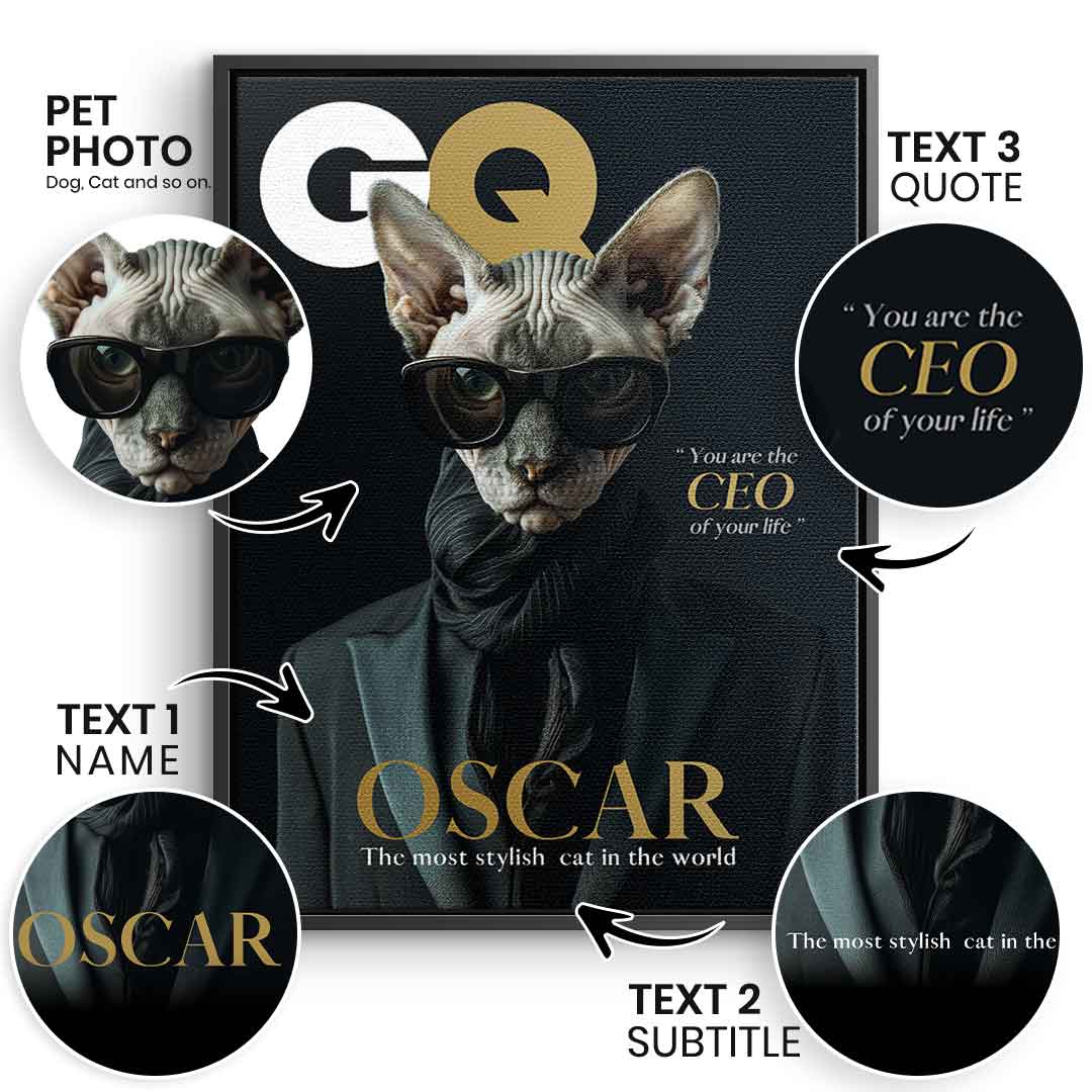 Magazine GQ Pet Portrait Customizable