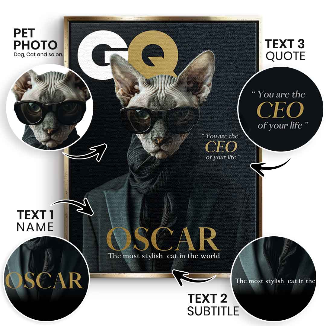 Magazine GQ Pet Portrait Customizable