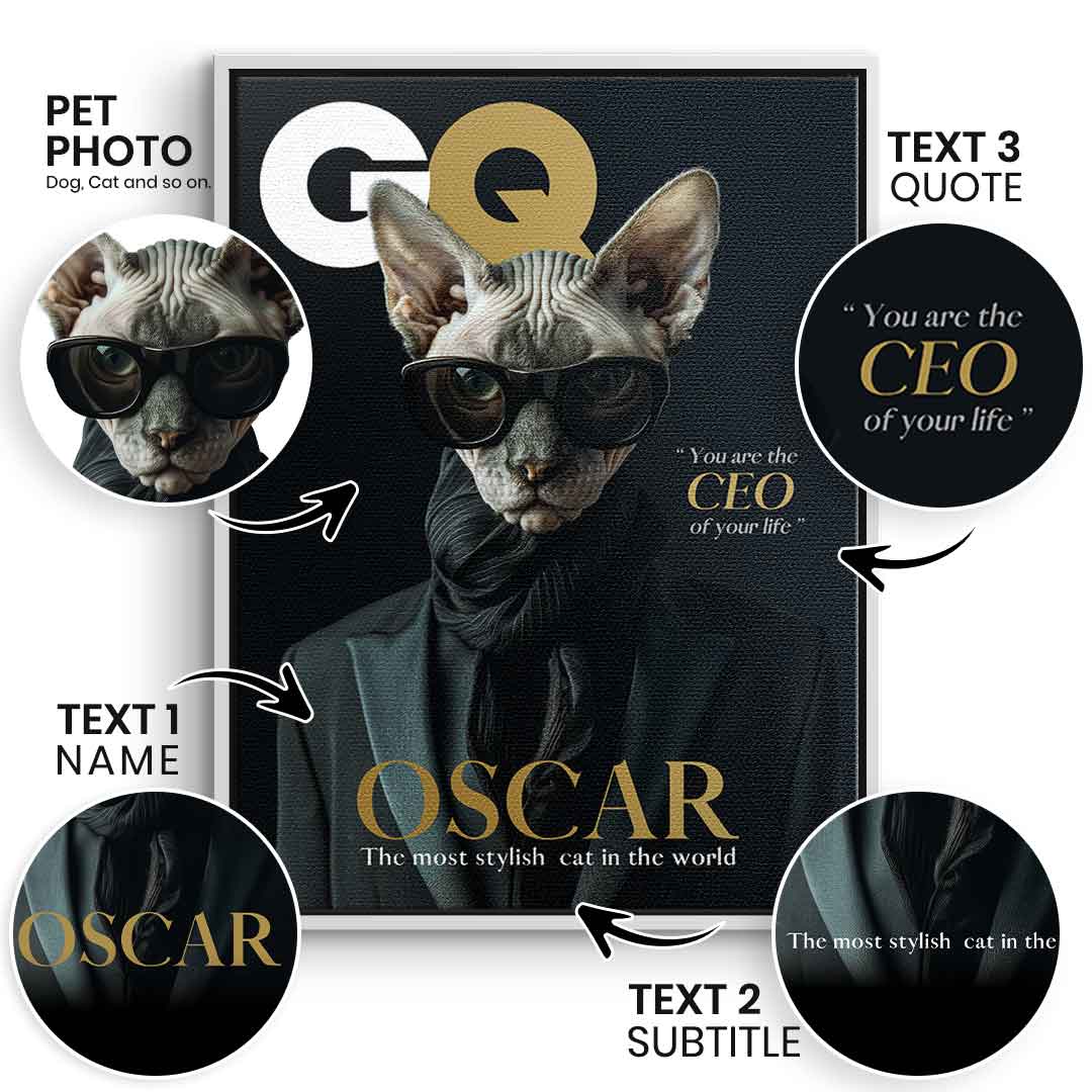 Magazin GQ Haustier Portrait Personalisierbar