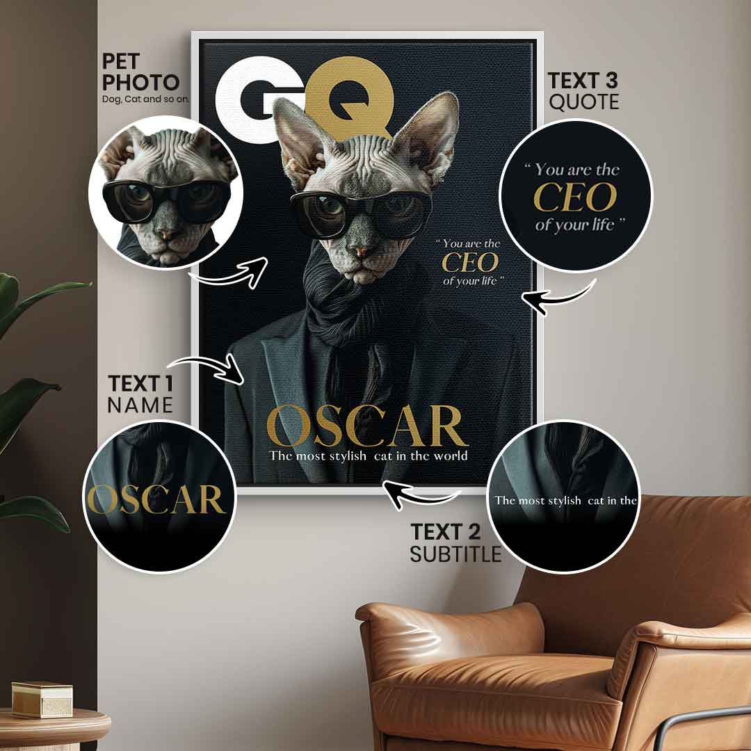 Magazine GQ Pet Portrait Customizable
