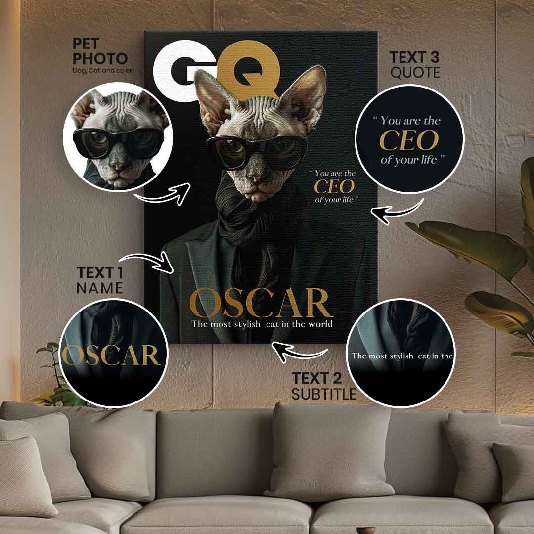 Magazin GQ Haustier Portrait Personalisierbar