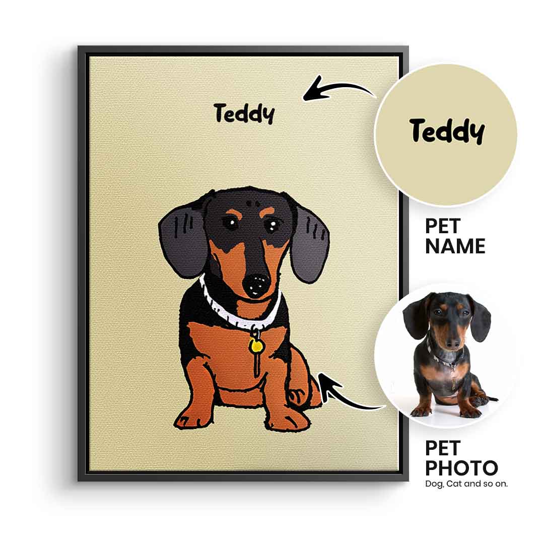 Kind-Gemaltes Haustier Portrait Personalisierbar