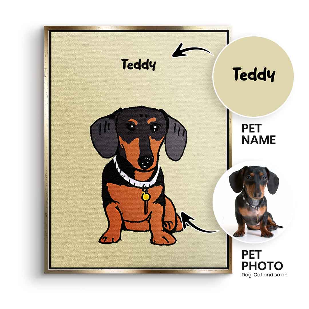 Kind-Gemaltes Haustier Portrait Personalisierbar