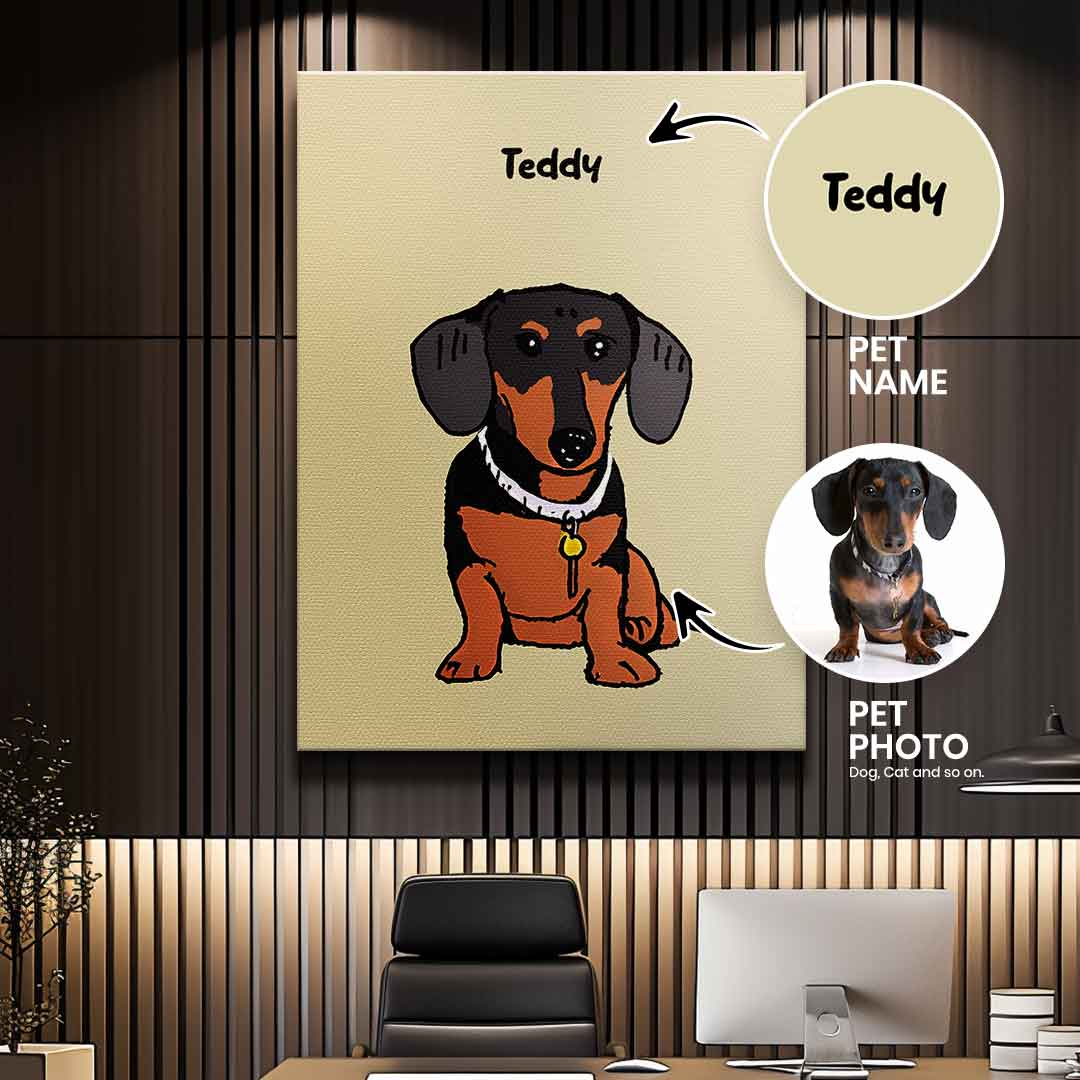 Kind-Gemaltes Haustier Portrait Personalisierbar