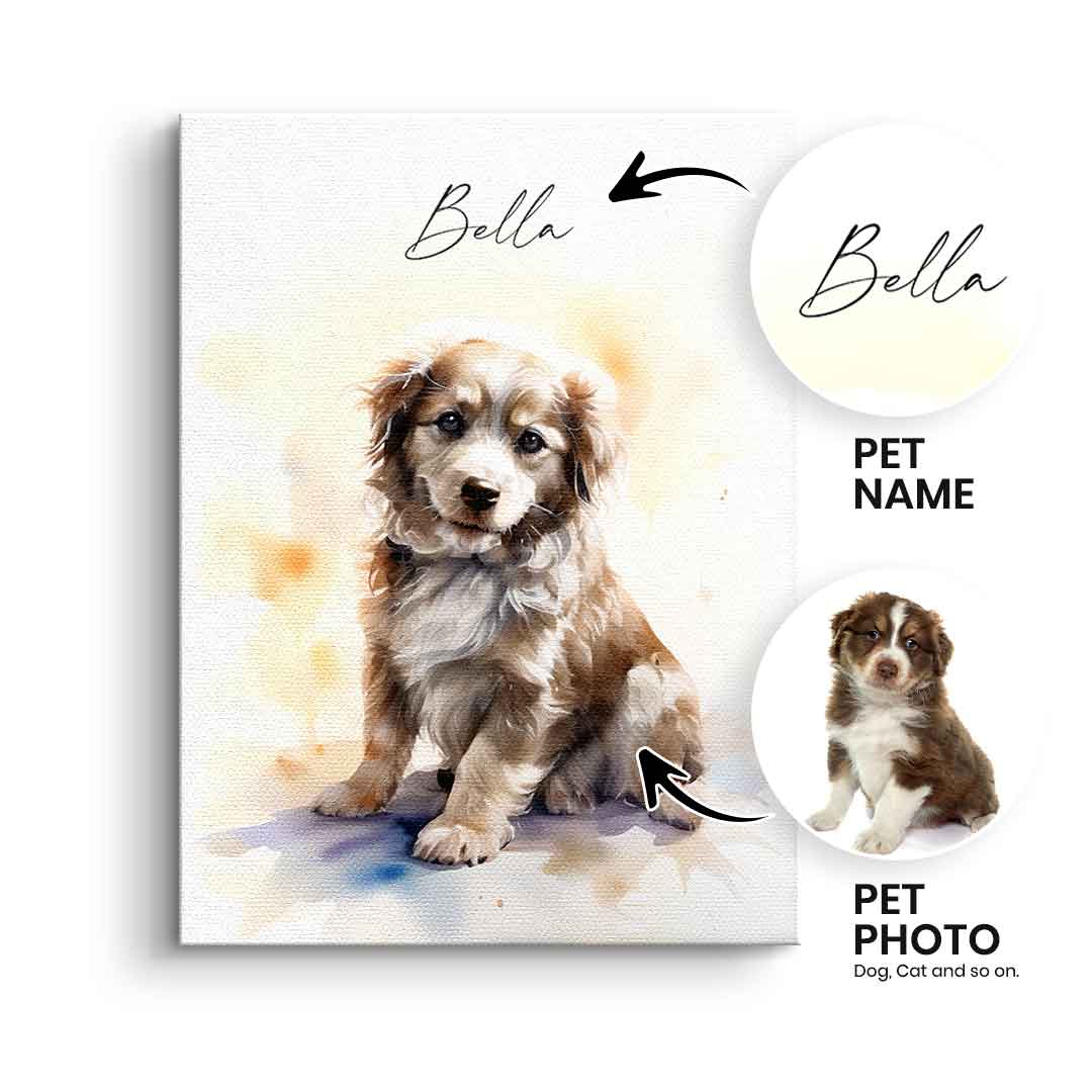 Wasserfarben Haustier Portrait Personalisierbar