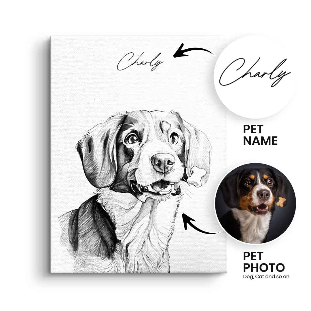 Pencil Drawing Pet Portrait Customizable