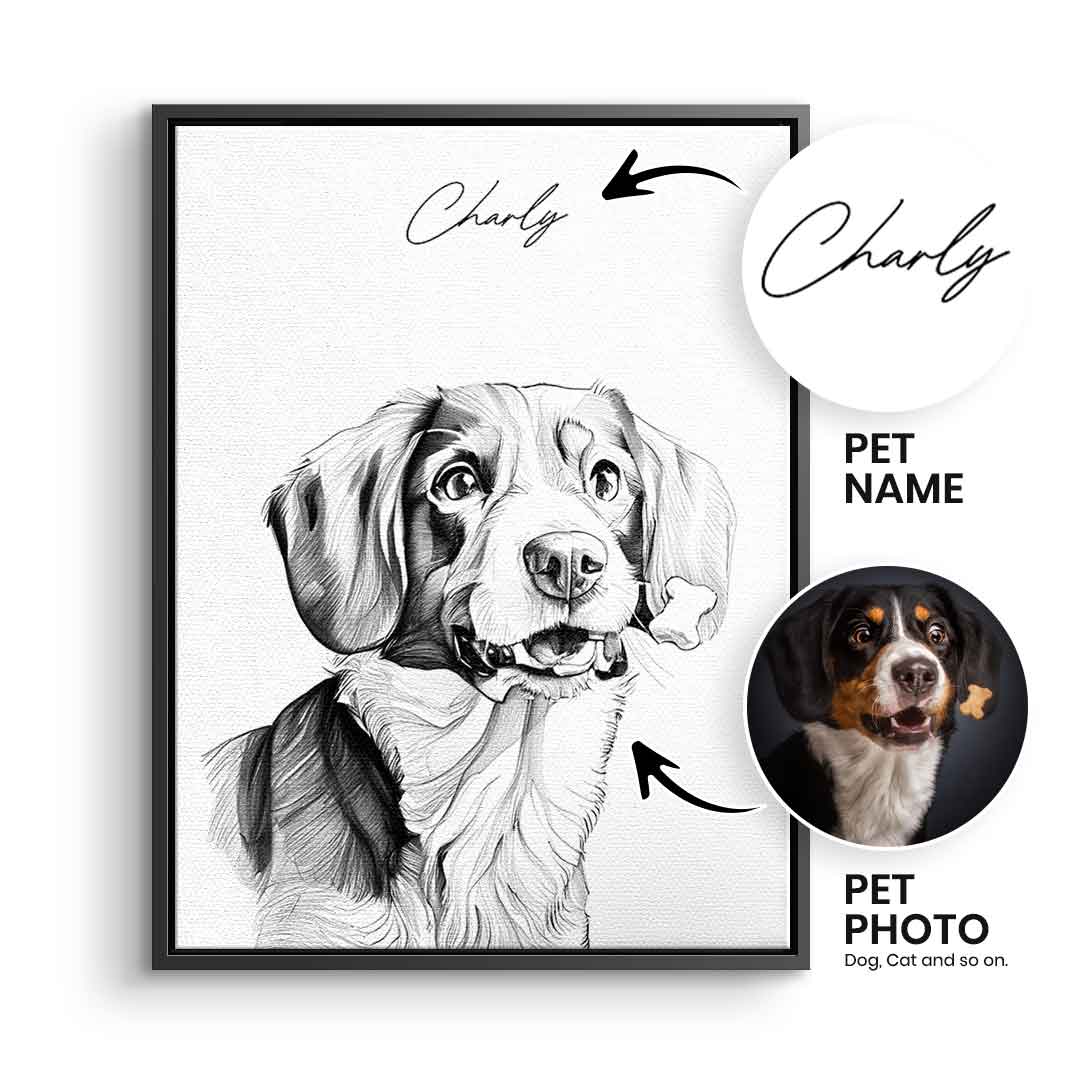 Pencil Drawing Pet Portrait Customizable