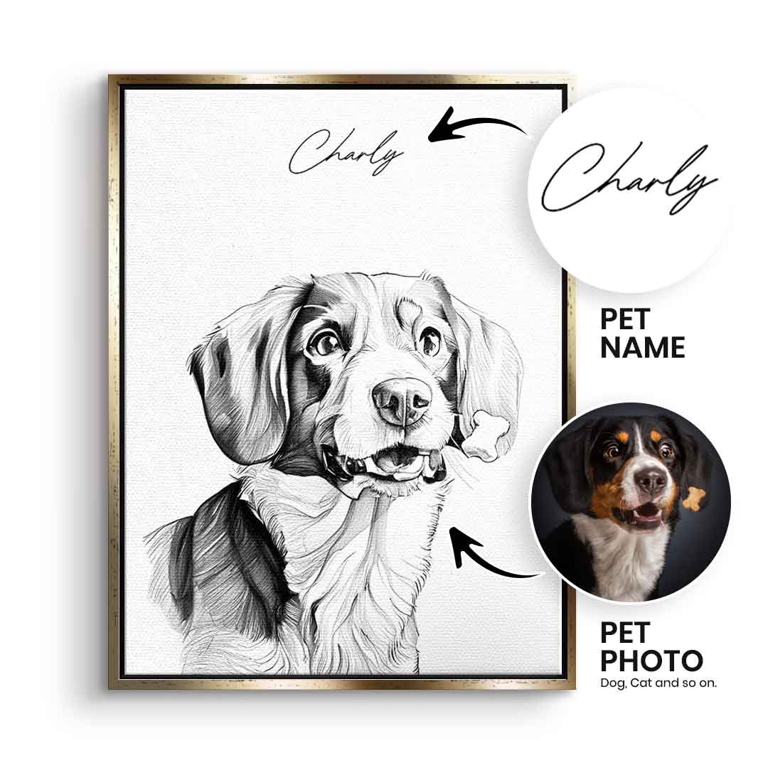 Pencil Drawing Pet Portrait Customizable
