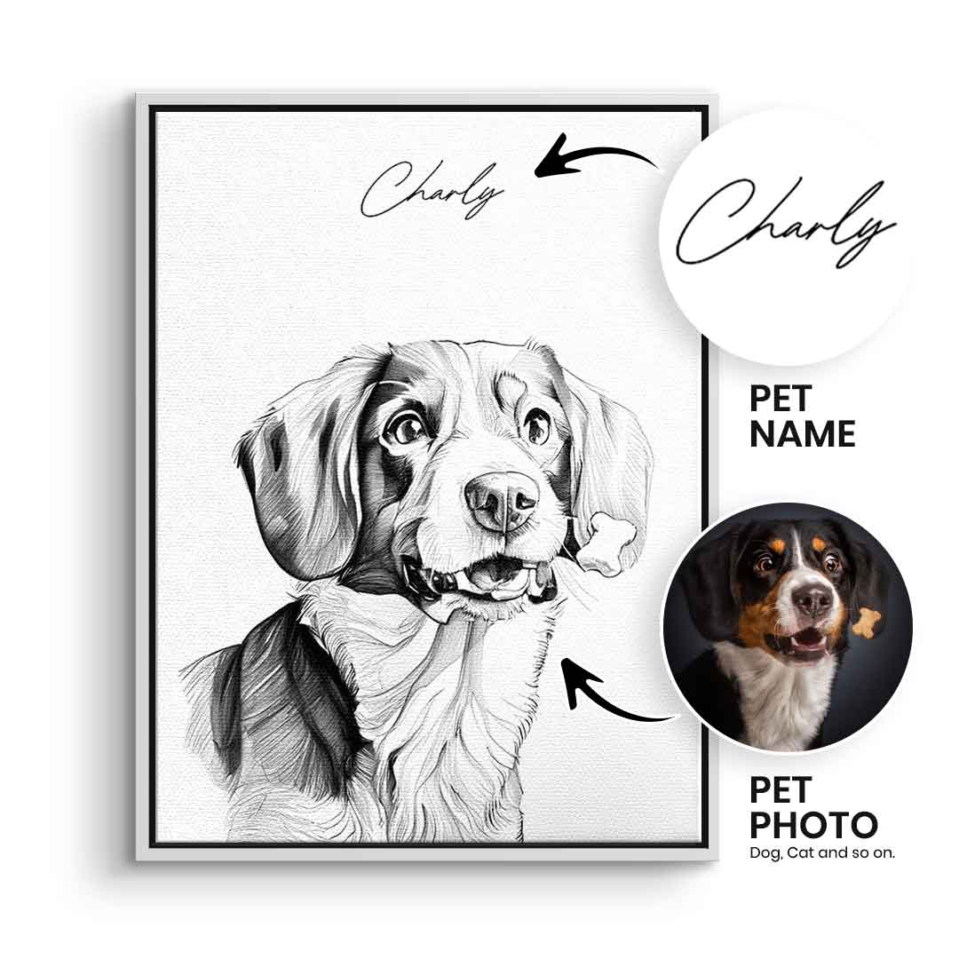 Pencil Drawing Pet Portrait Customizable