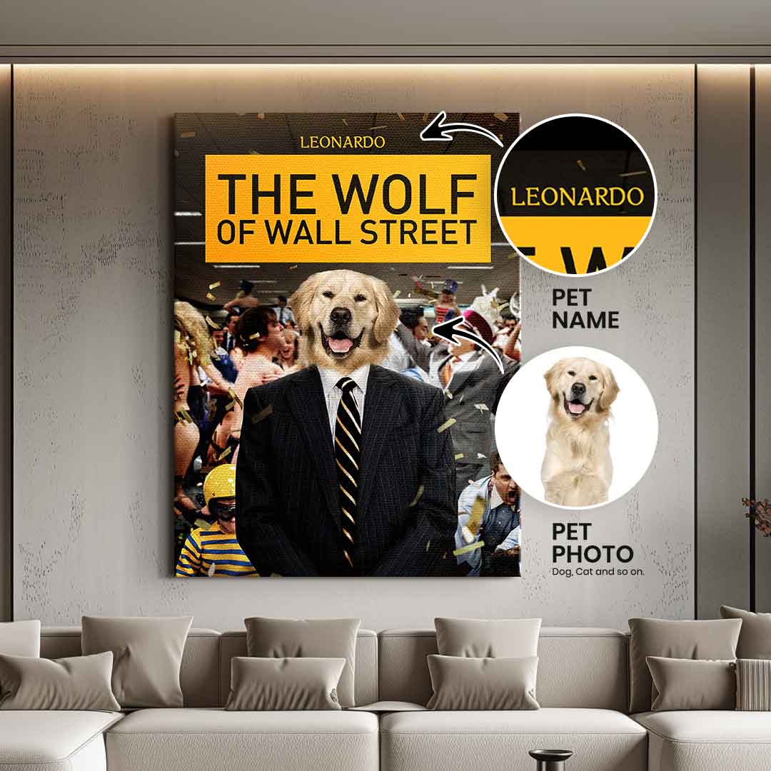 Wolf of Wall Street pet portrait - Customizable