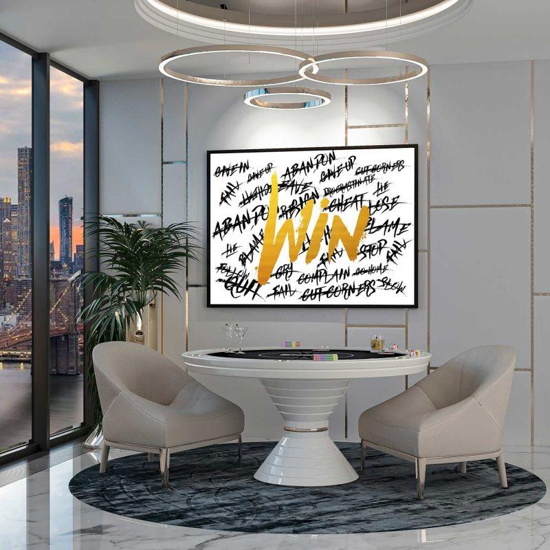 Motivationswandbild Poster büro weiß gold Win