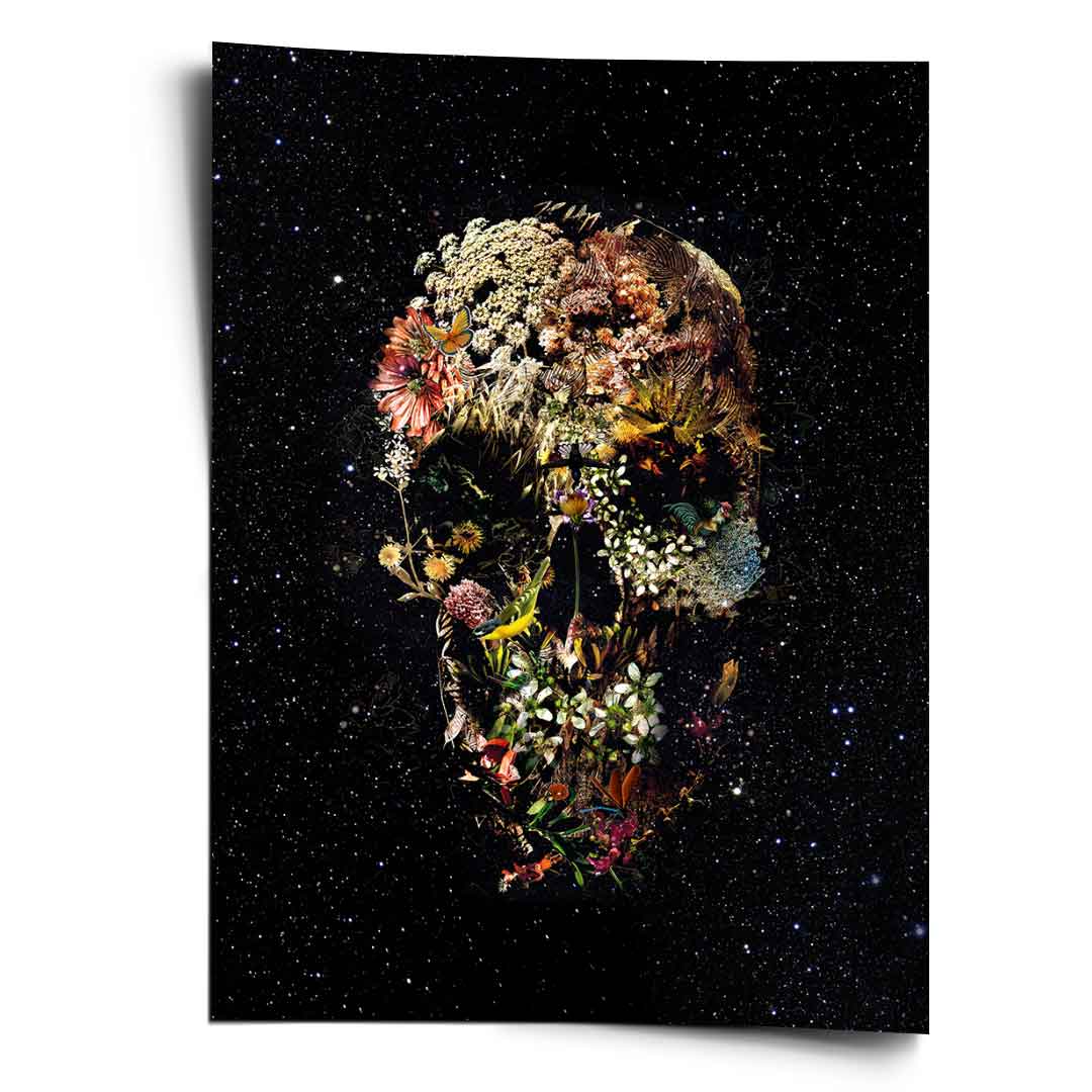 Black Flower Skull - Poster