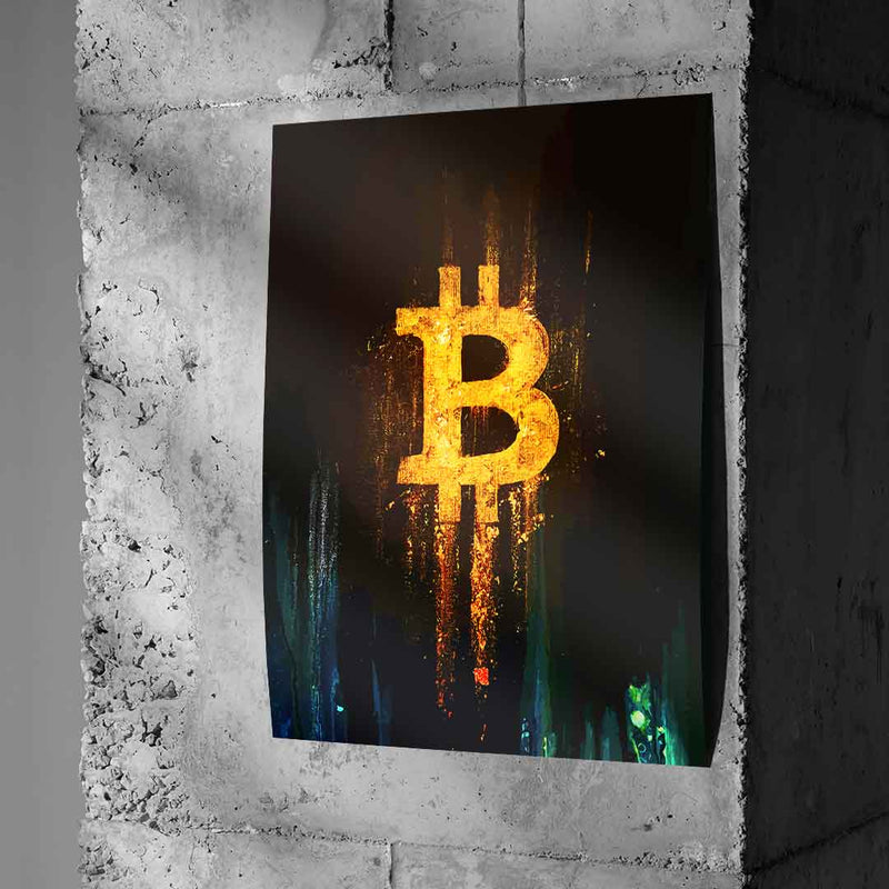 Glowing Bitcoin - Poster