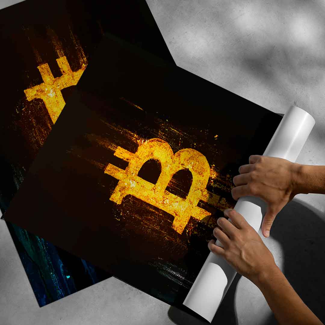 Glowing Bitcoin - Poster