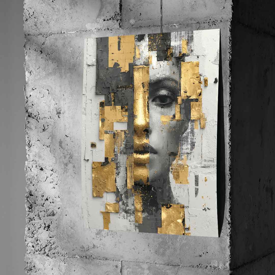 Gold White Half Face - Poster