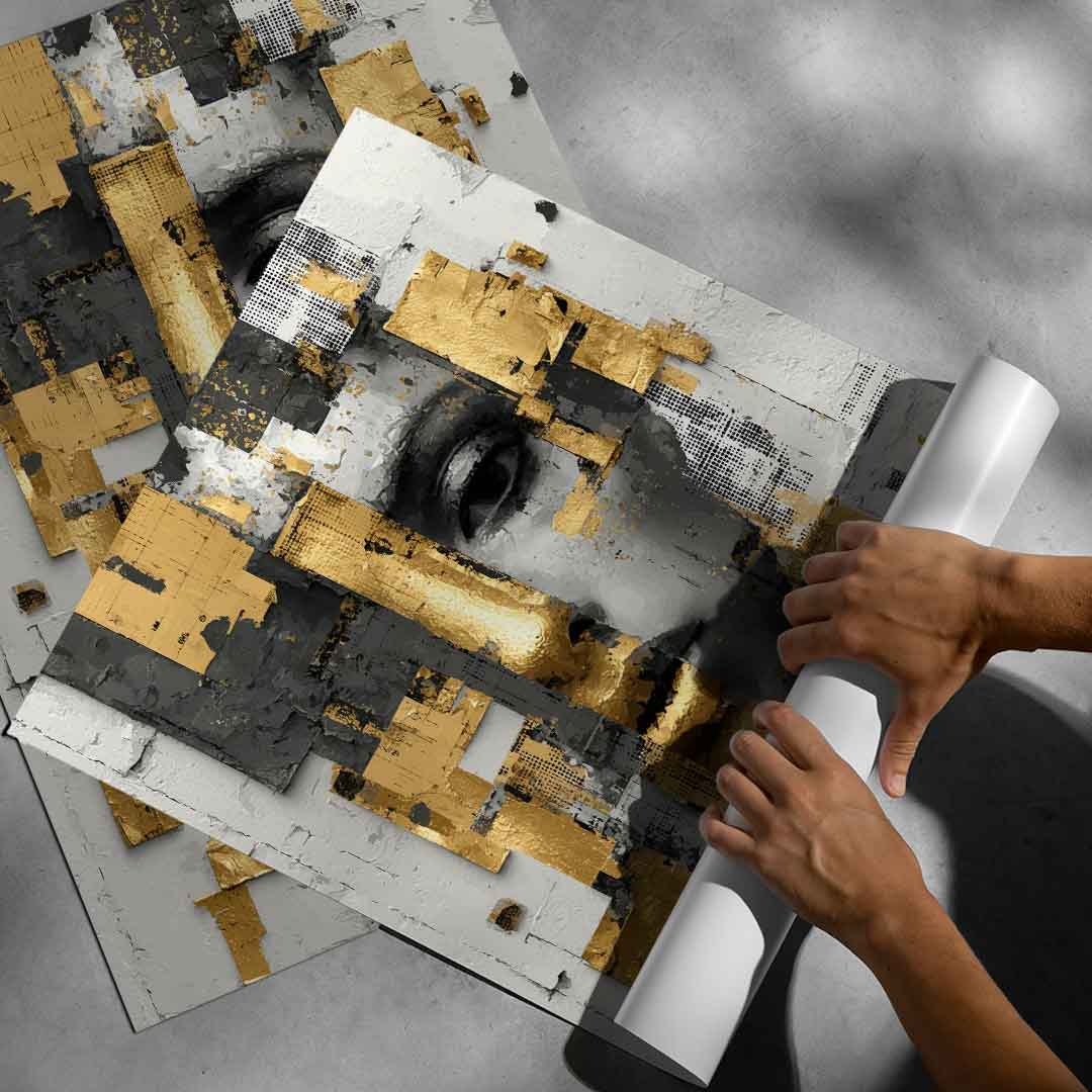 Gold White Half Face - Poster