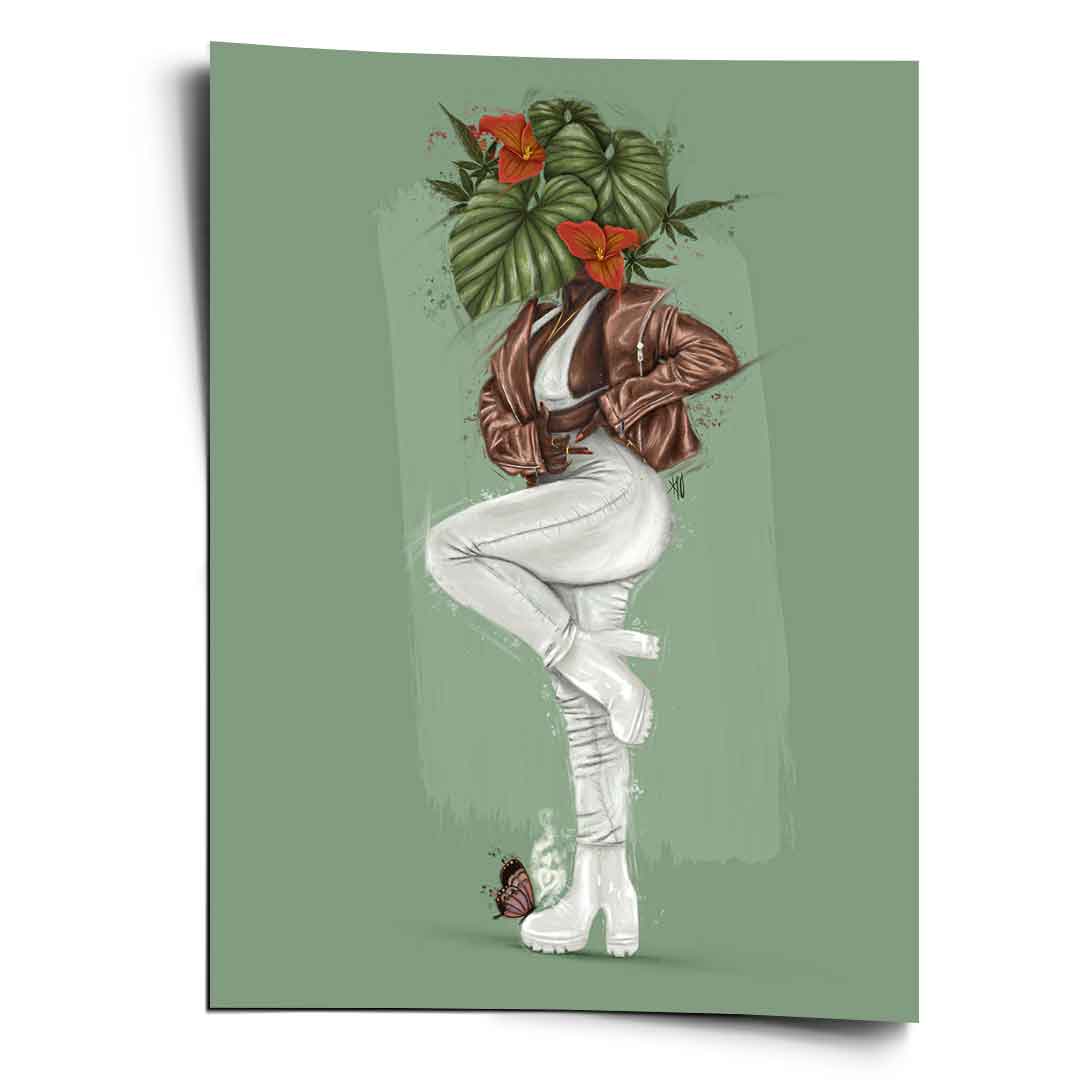 Green Flower Head - Poster