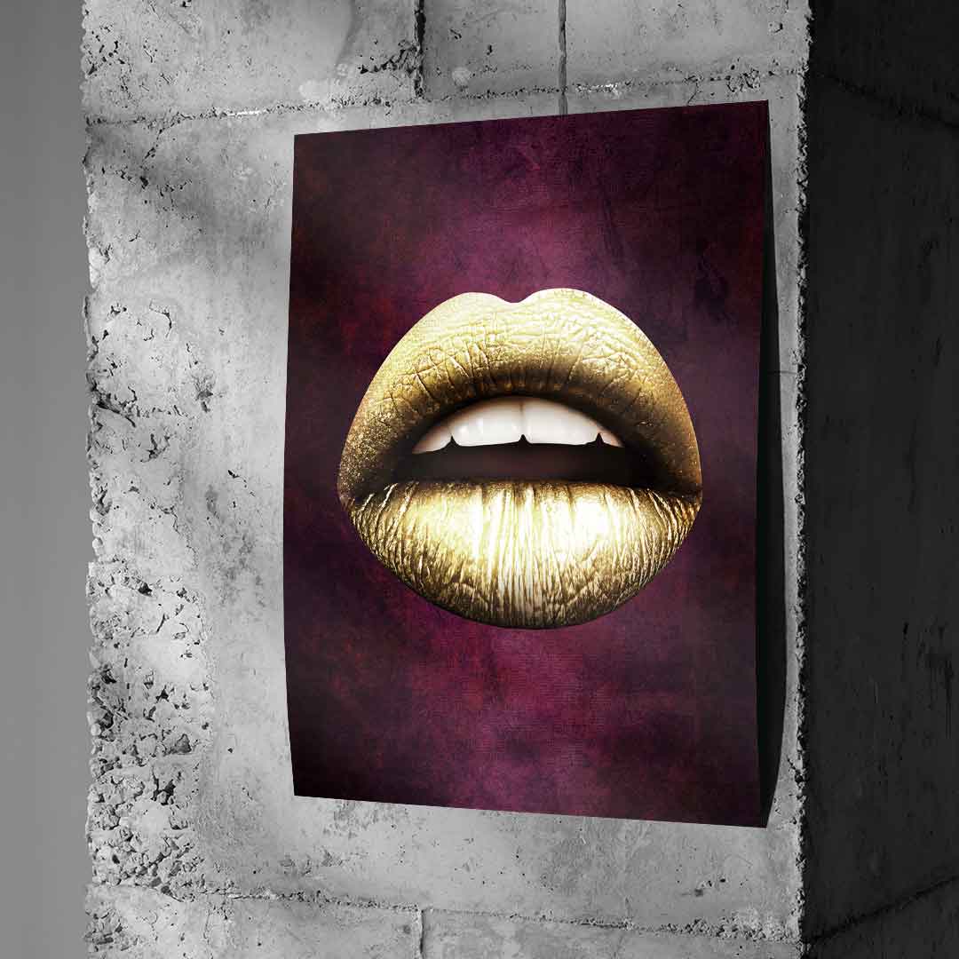 Lips X Red &amp; Gold - Poster