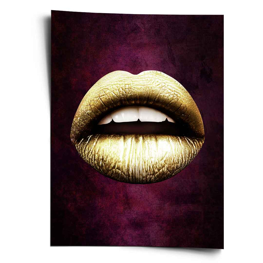 Lippen X Red & Gold als Poster von DOTCOMCANVAS®