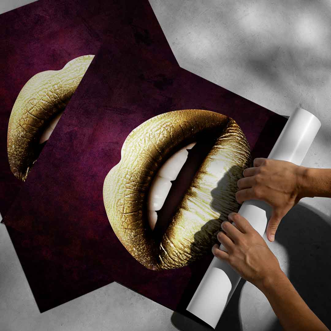 Lips X Red &amp; Gold - Poster
