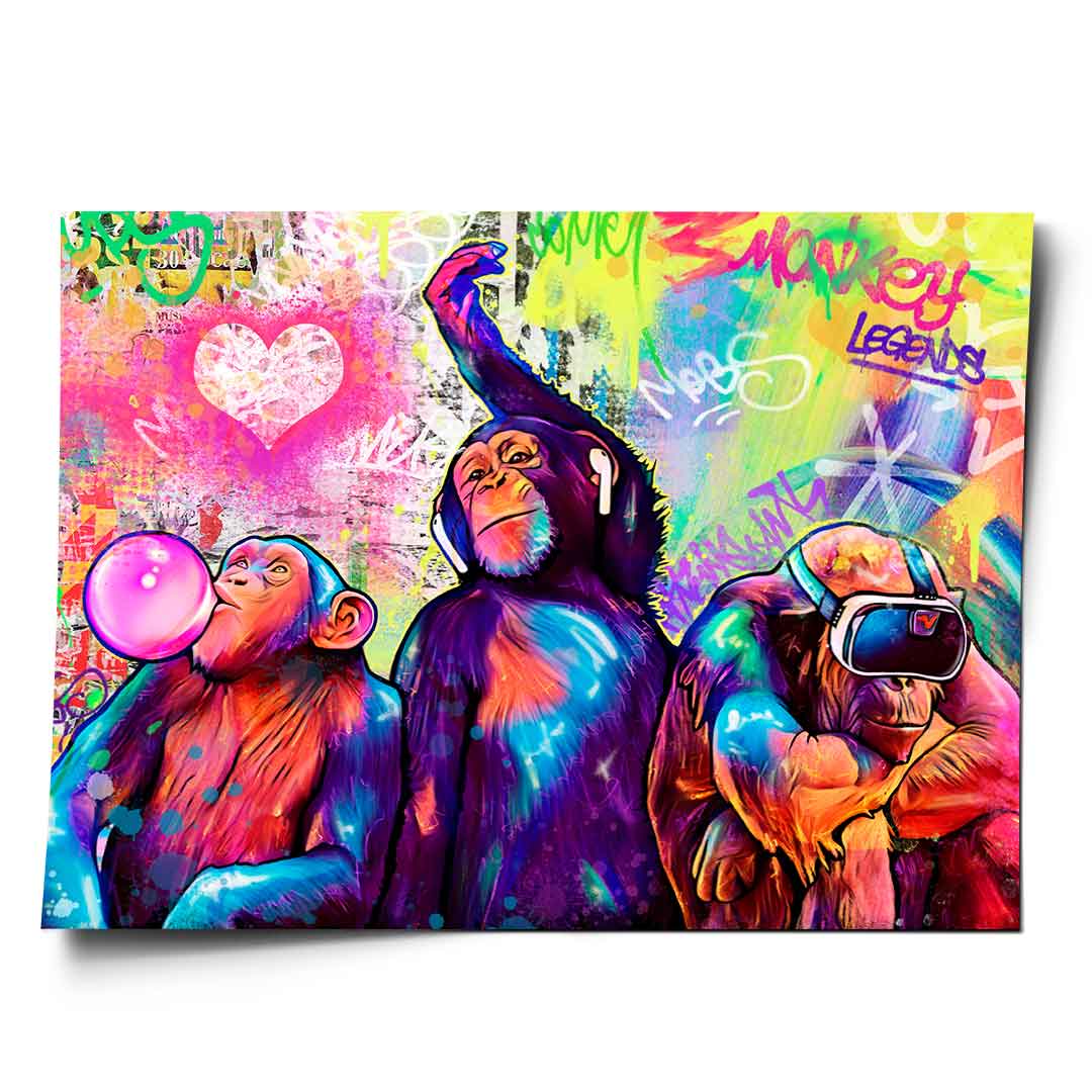 Poster Monkeys Time Pop Art Comic Wandbild Kunstdruck – DOTCOMCANVAS®