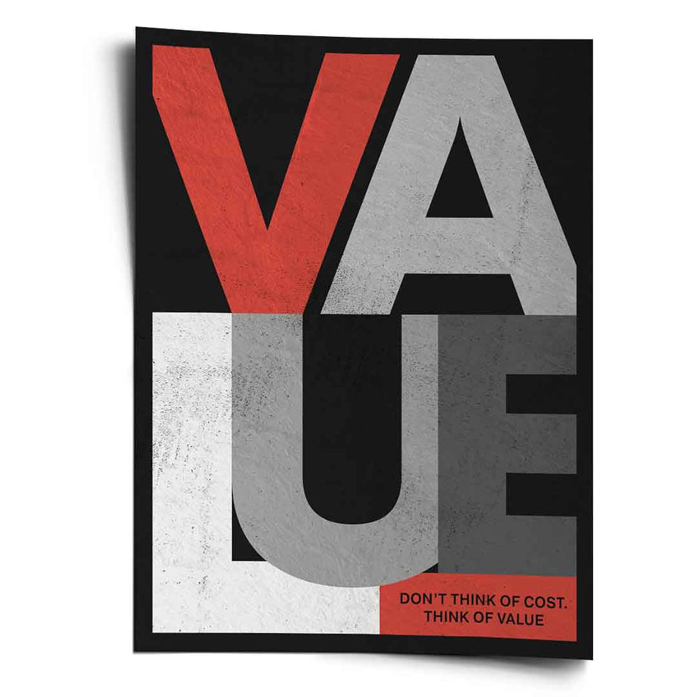 THINK OF VALUE als Poster – Motivationsbild von DOTCOMCANVAS®