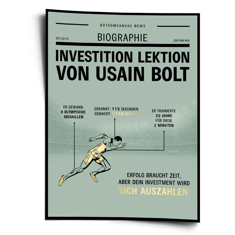 USAIN BOLD INVESTMENT LESSON als Poster von DOTCOMCANVAS®