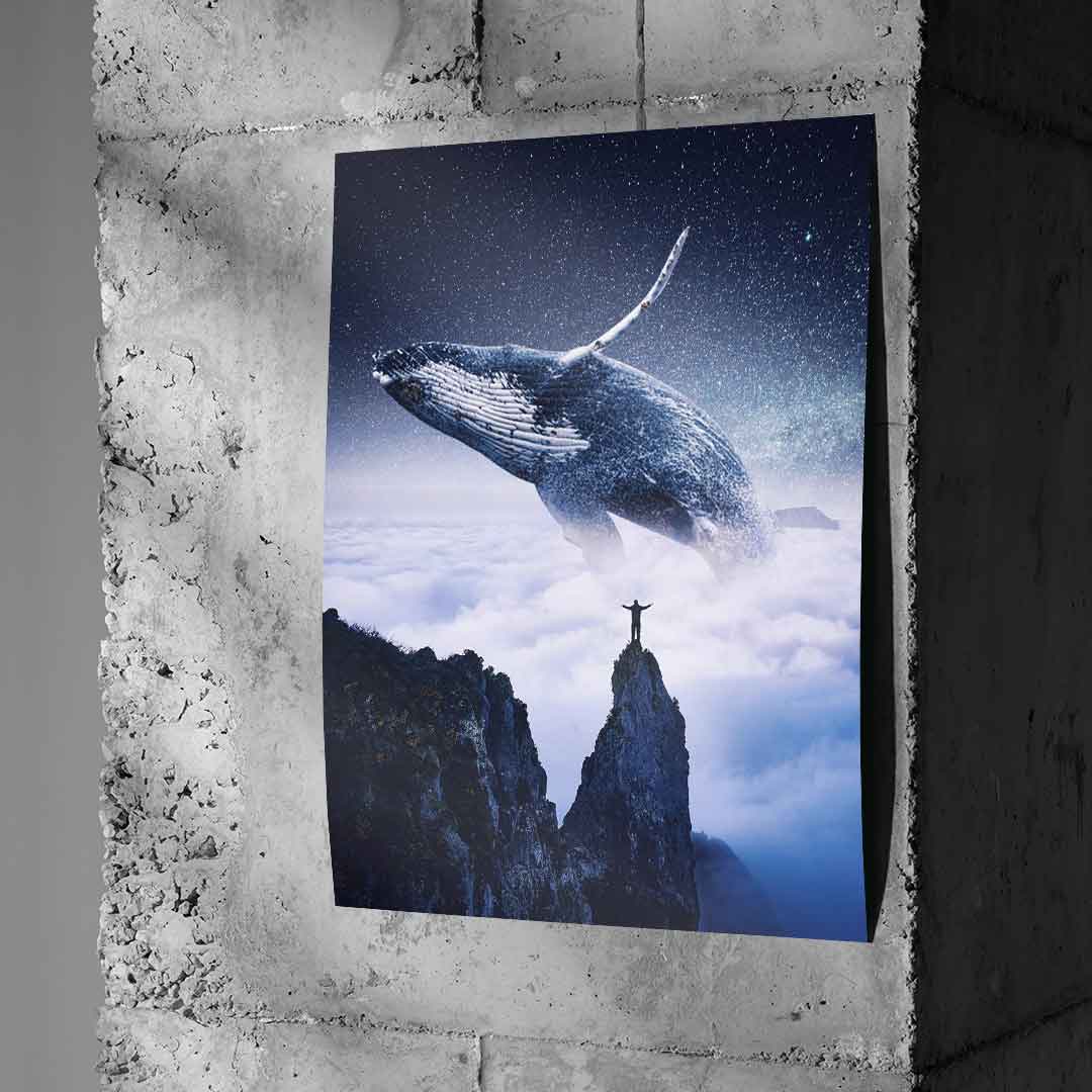 Whales in Sky - Poster