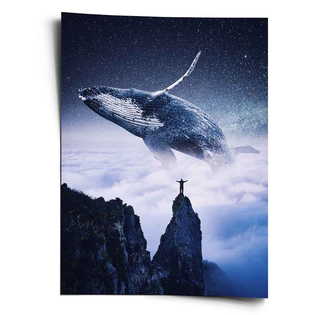 Whales in Sky - Poster