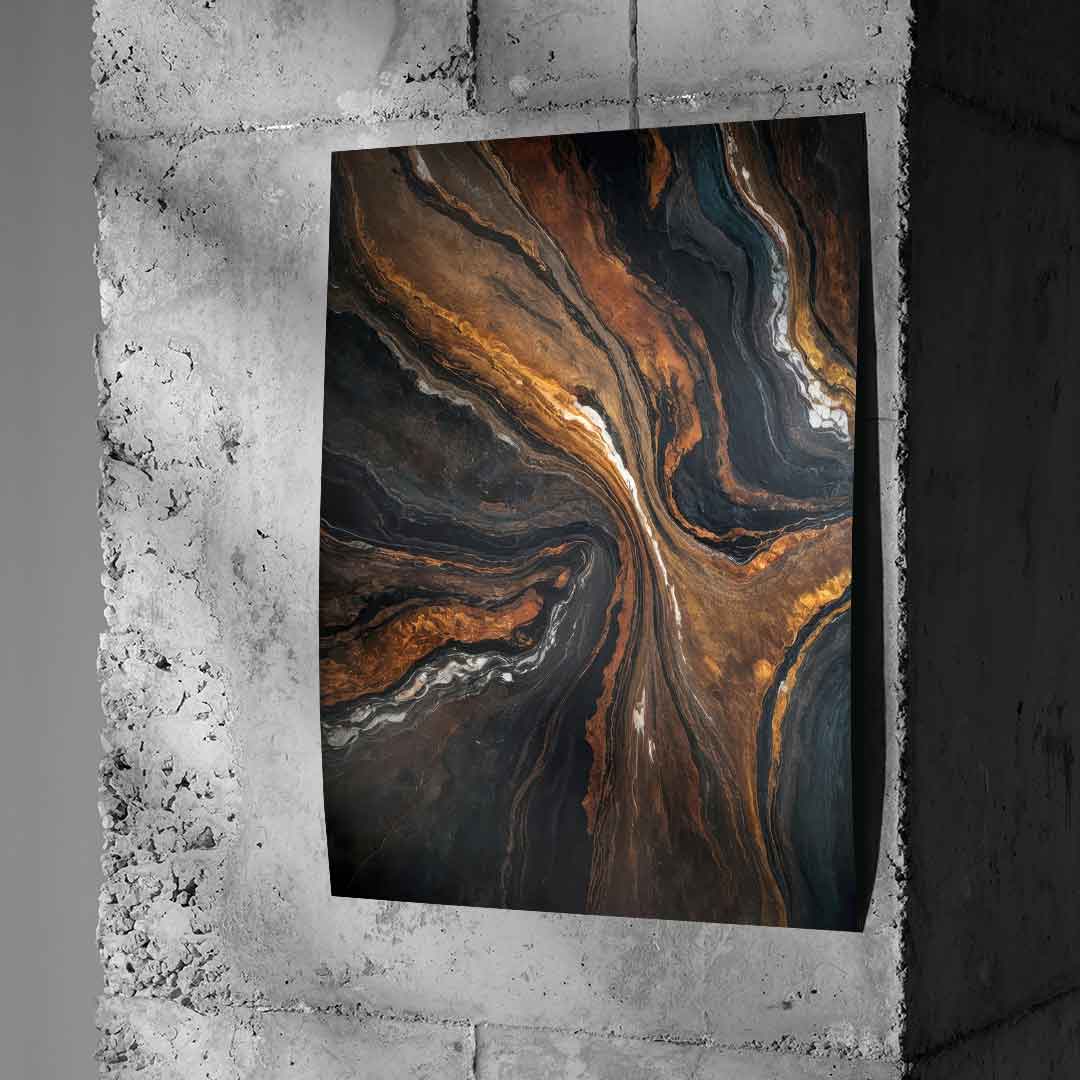 Golden Tones In Dark Stone - Poster