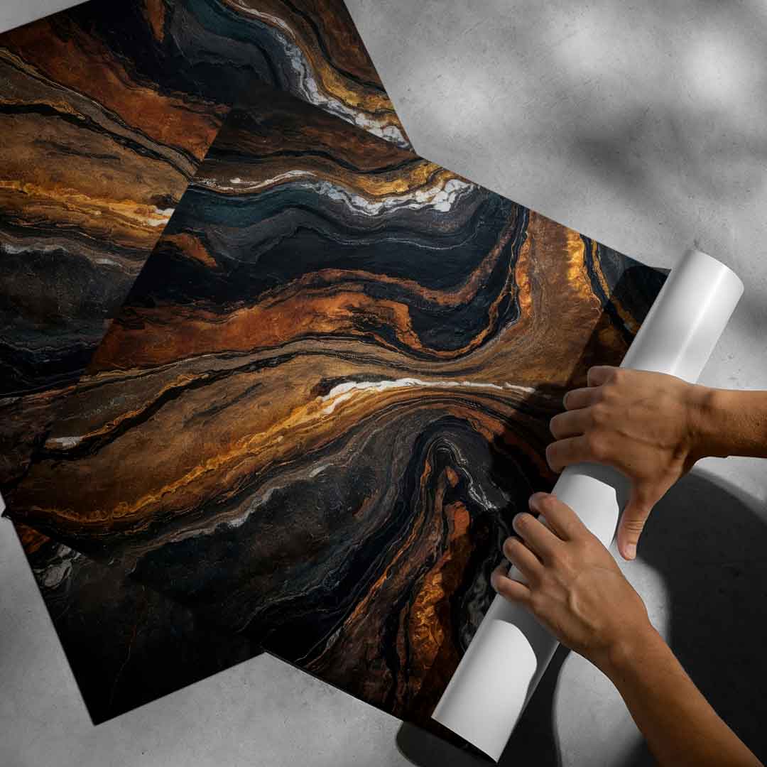 Golden Tones In Dark Stone - Poster