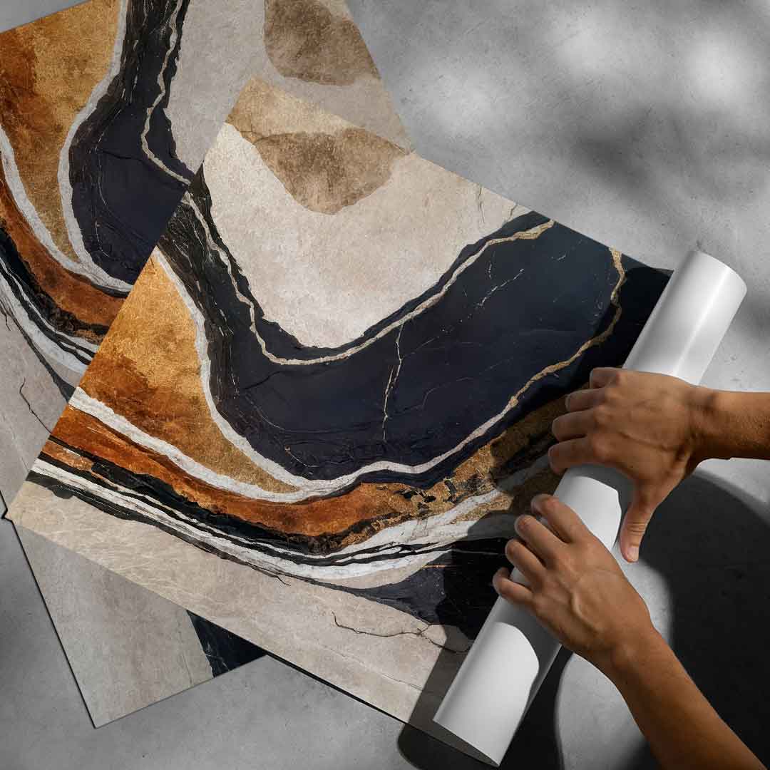 Textured Earth in Black and Gold - Poster