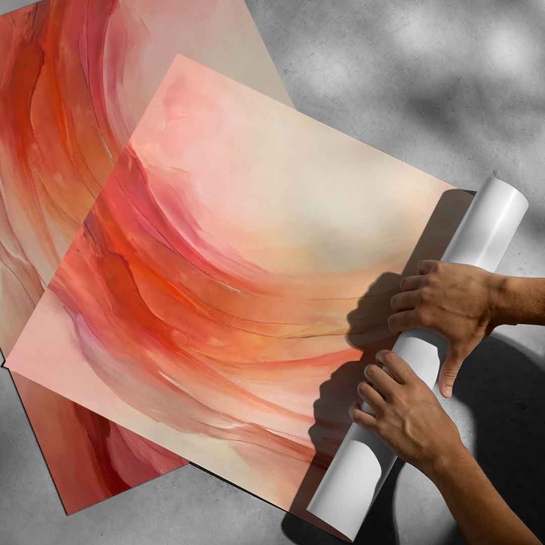 Waves of Peach and Pink - Poster