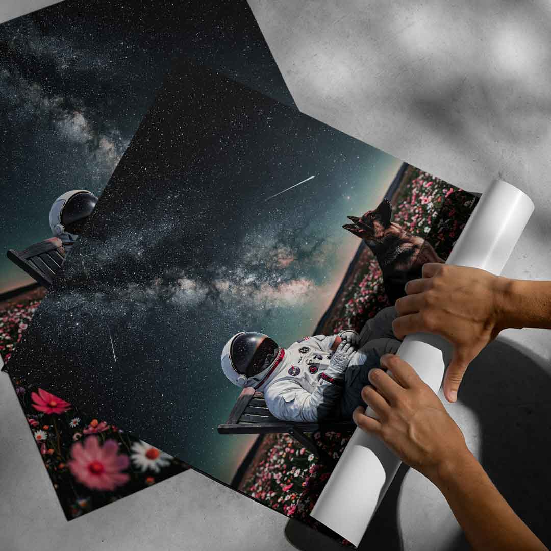 DOTCOMCANVAS® Astronaut's Silent Night Poster – Roll-up Poster