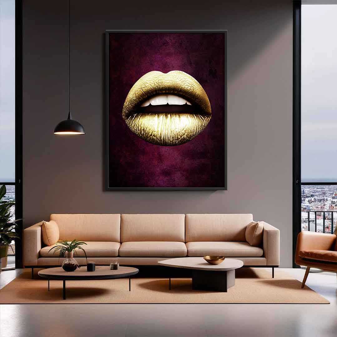 Lips X Red &amp; Gold - Poster