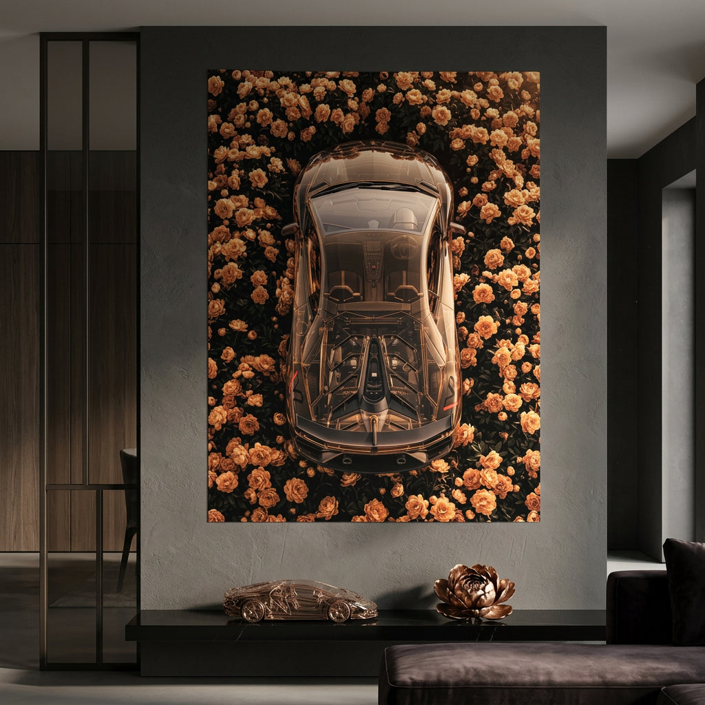 DOTCOMCANVAS® Lamborgini in flowers Poster – Room