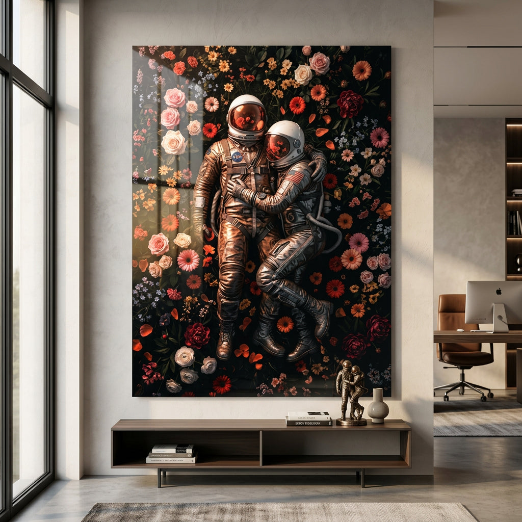 DOTCOMCANVAS® Eternal Love of Astronauts Acrylglasbild – Raumansicht