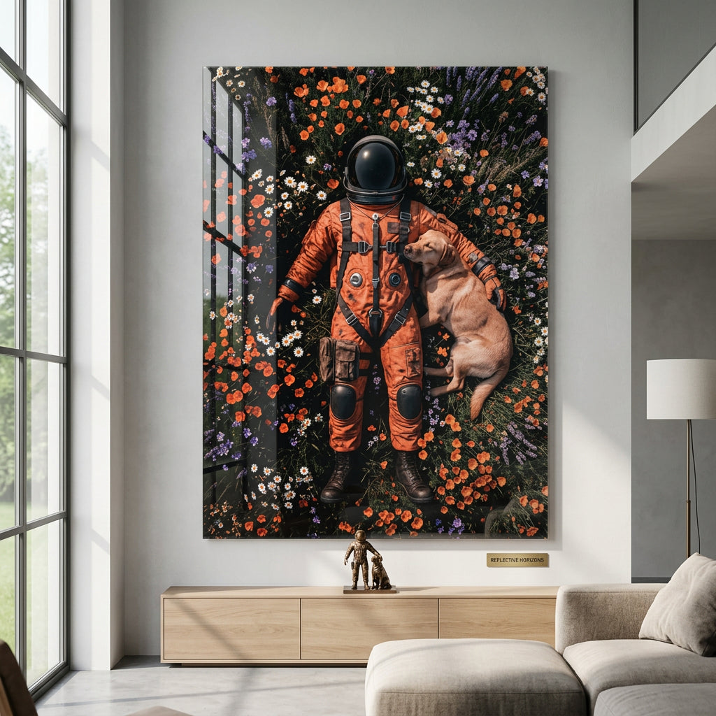 DOTCOMCANVAS® Astronaut's Loyal Companion Acrylglasbild – Raumansicht