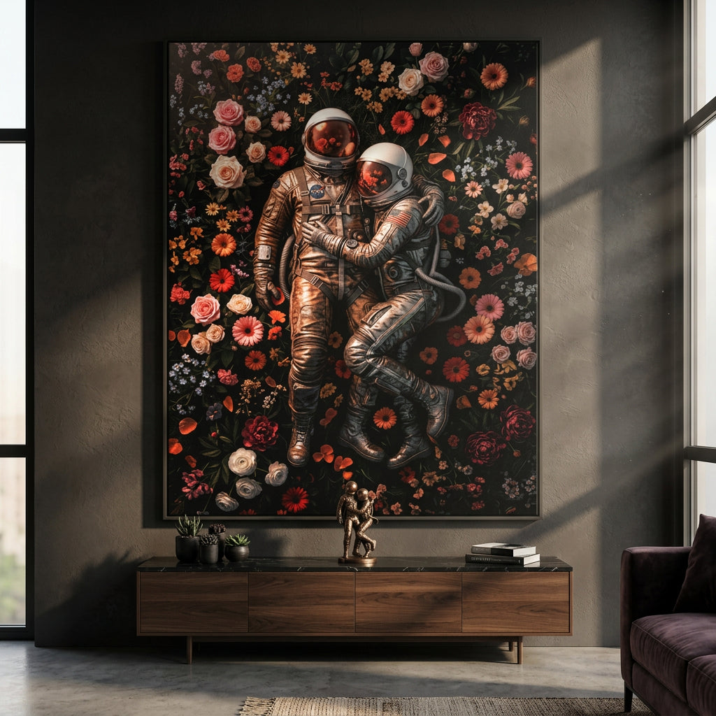 DOTCOMCANVAS® Eternal Love of Astronauts Leinwandbild – Raumansicht